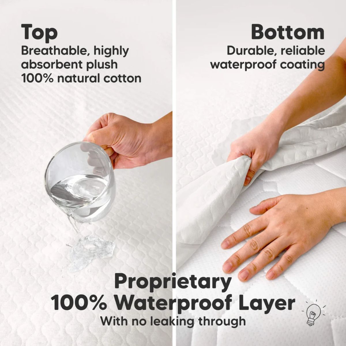 KeaBabies Waterproof Crib Mattress Protector Cover Fitted 2-Pack - Soft White - 100 Percent Waterproof Protection