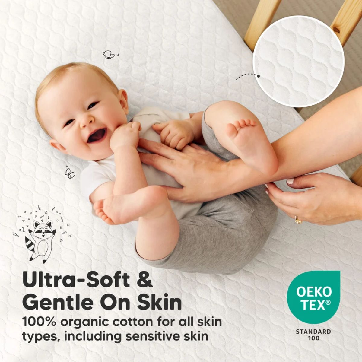 KeaBabies Waterproof Crib Mattress Protector Cover Fitted 2-Pack - Soft White - Soft and Comfortable Surface